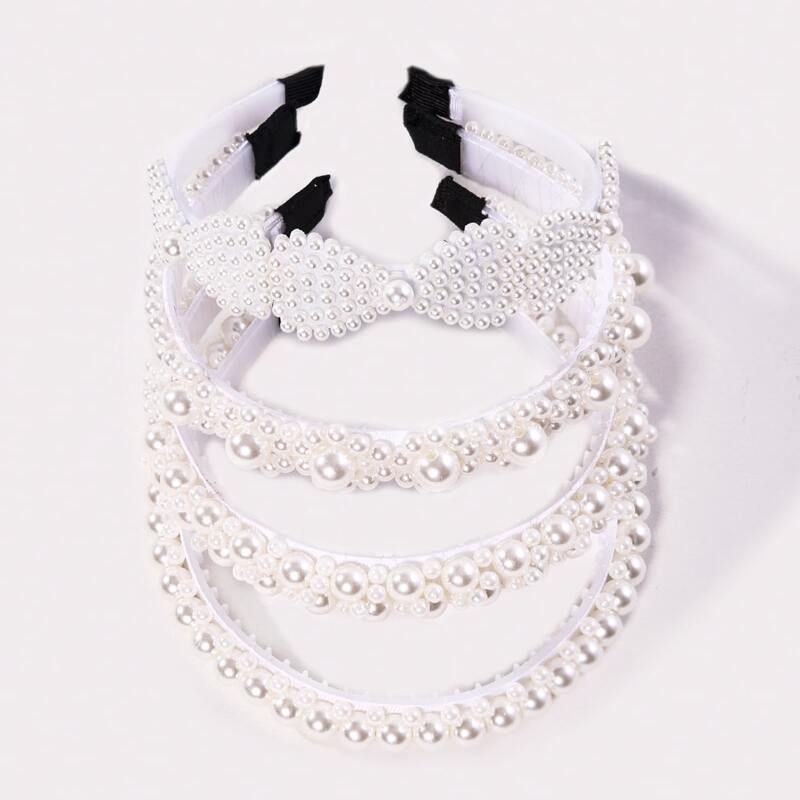 

4pcs Faux Pearl Headband, White
