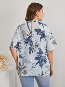 EMERY ROSE Top con estampado botánico de manga raglán - Multicolor - Ver 3