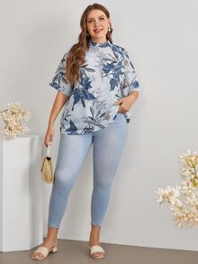 EMERY ROSE Top con estampado botánico de manga raglán - Multicolor - Ver 4