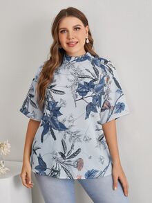 EMERY ROSE Top con estampado botánico de manga raglán - Multicolor - Ver 5