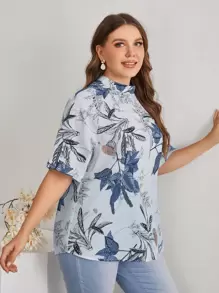 EMERY ROSE Top con estampado botánico de manga raglán - Multicolor - Ver 1
