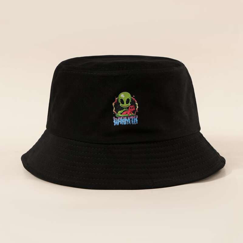 

Cartoon Alien Bucket Hat, Black