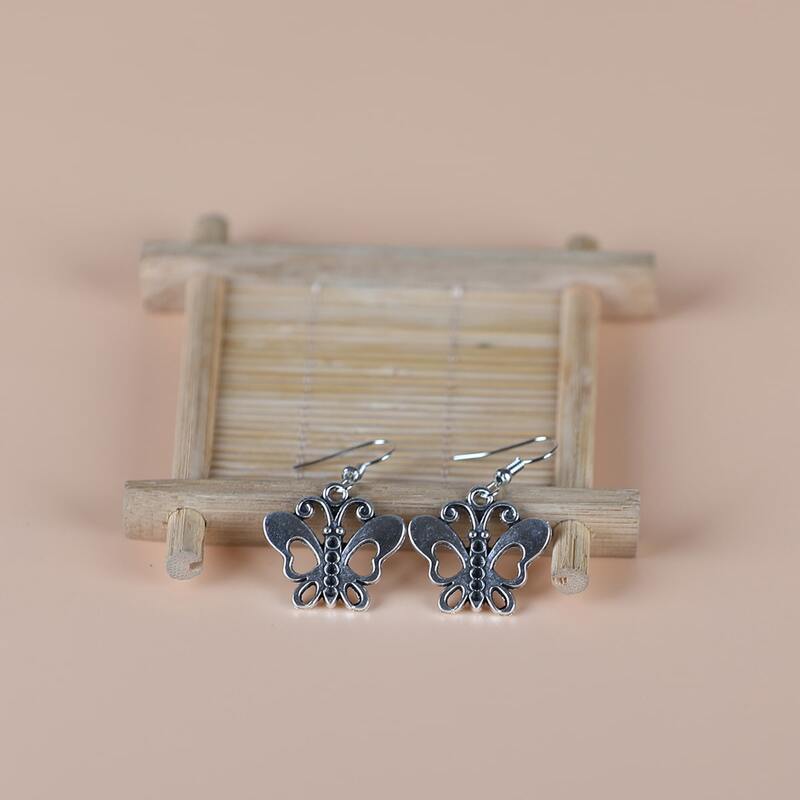 

Butterfly Drop Earrings, Silver
