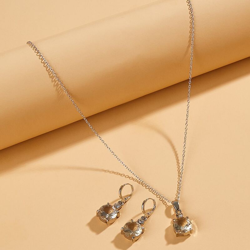 

3pcs Rhinestone Jewelry Set, Silver
