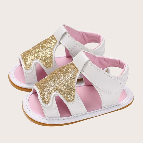 

Baby Girl Glitter Decor Cut-out Sandals, Gold