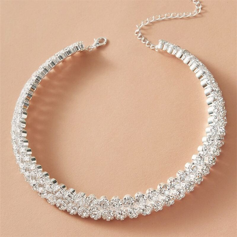 

1pc Rhinestone Choker, Silver