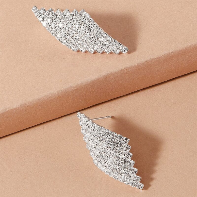 

Rhinestone Geo Drop Earrings, Silver