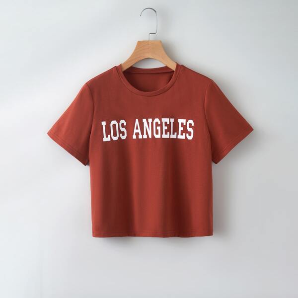 

Letter Graphic Crop Tee, Burnt orange
