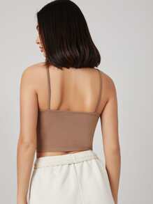 SHEIN BASICS Vừa vặn và vừa vặn với chiếc địu ngắn - Màu nâu  Mocha - Xem 2