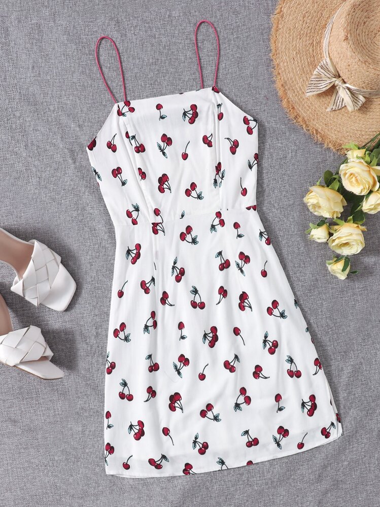 SHEIN Cherry Print Cami Dress | SHEIN