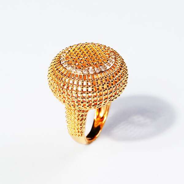 

Men Zircon Decor Ring, Gold