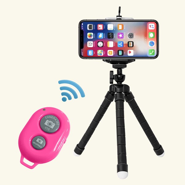

Remote Control Desktop Phone Tripod Holder, Hot pink