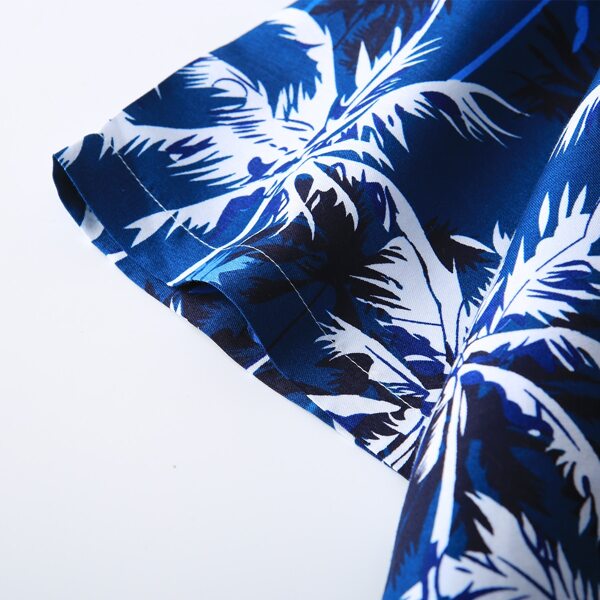 

Men Tropical Print Button Front Shirt, Blue and white