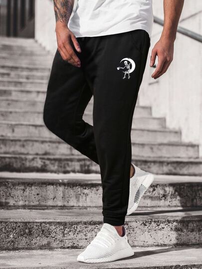 Pantaloni sportivi con stampa di scheletro e luna | SHEIN ITALIA