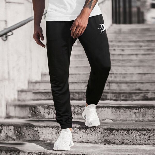 

Men Skeleton And Moon Print Sweatpants, Black