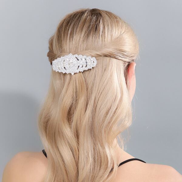 

Rhinestone Decor Hair Clip, Silver