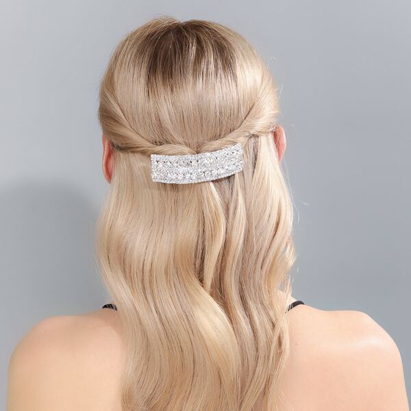

Rhinestone Decor Hair Clip, Silver