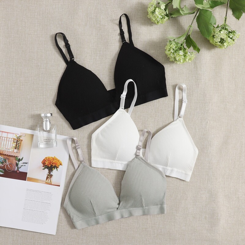 

3pack Rib Bra Set, Multicolor