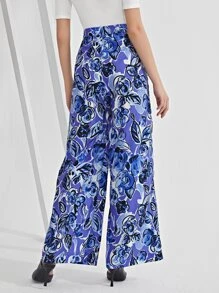 SHEIN Floral Wide Leg Trousers - Multicolor - View 2