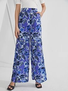 SHEIN Floral Wide Leg Trousers - Multicolor - View 6