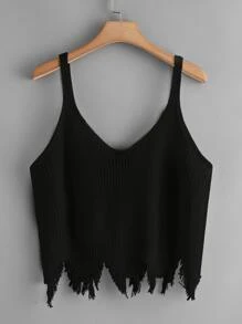 Calvaya Plus Distressed Hem Knit Top