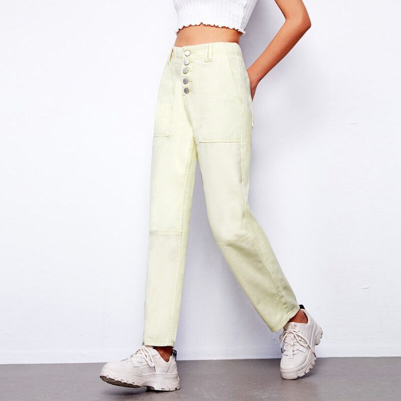 

Khaki High-Waisted Cropped Work Pants, Beige