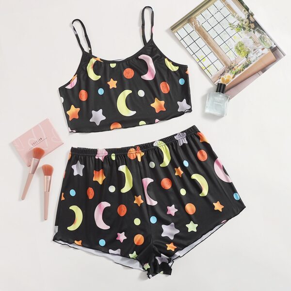 

Plus Moon & Star Print Pajama Set, Multicolor