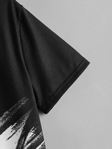 SHEIN Camiseta de cuello redondo de color combinado - Blanco y Negro - Ver 4