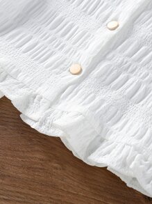 SHEIN Toddler Girls Button Front Ruffle Hem Blouse