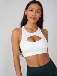 SHEIN 高強度支撐鏤空運動胸罩 - 白色 - 查看 5