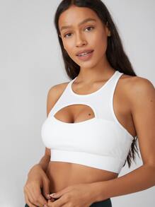 SHEIN 高強度支撐鏤空運動胸罩 - 白色 - 查看 6