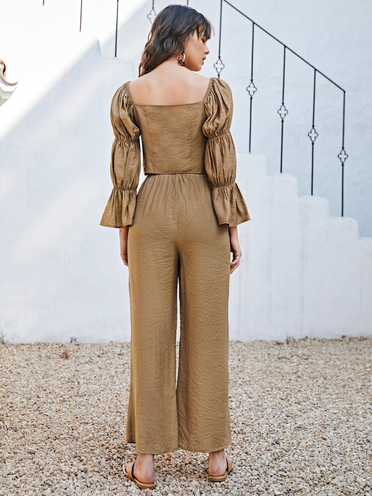 SHEIN Tubo Simples Boho Roupa de 2pçs - Caqui - Ver 2