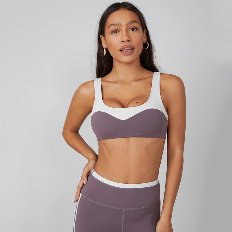 

HIGH SUPPORT COLORBLOCK SPORTS BRA, Mauve purple