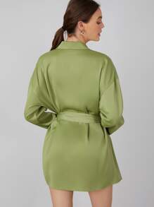 MOTF PREMIUM BELTED BLAZER DRESS - Lime Green - View 2