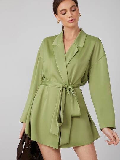 slim fit dress slacks Turq Double Breasted Belted Blazer Dress – Vivian Seven main image 1