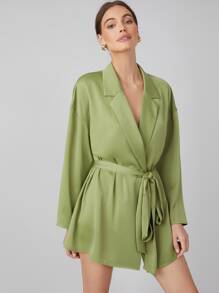 MOTF PREMIUM BELTED BLAZER DRESS - Lime Green - View 5