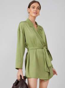 MOTF PREMIUM BELTED BLAZER DRESS - Lime Green - View 7