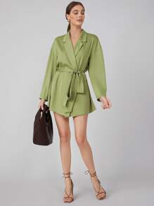 MOTF PREMIUM BELTED BLAZER DRESS - Lime Green - View 8