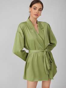 MOTF PREMIUM BELTED BLAZER DRESS - Lime Green - View 9