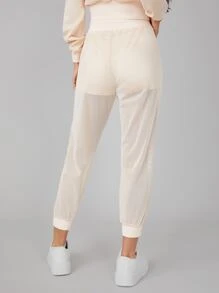 SHEIN Joggers deportivos con malla - Beis - Ver 2