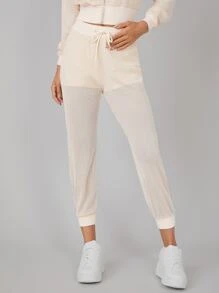 SHEIN Joggers deportivos con malla - Beis - Ver 8