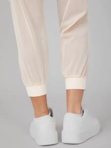 SHEIN Joggers deportivos con malla - Beis - Ver 10