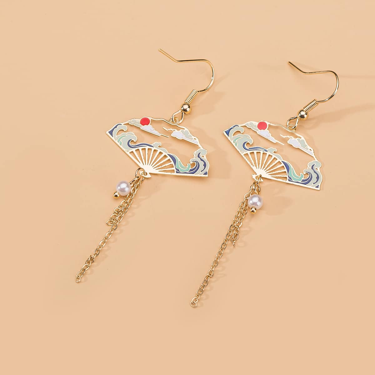 

Fan Chain Tassel Earrings, Multicolor