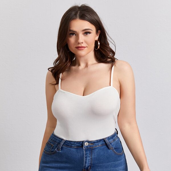 

Plus Form Fitted Solid Cami Top, White