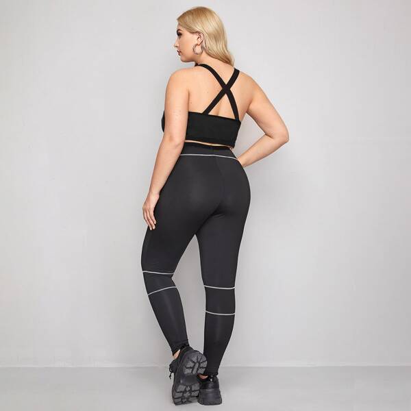 

Plus Contrast Top-stitching Sports Set, Black