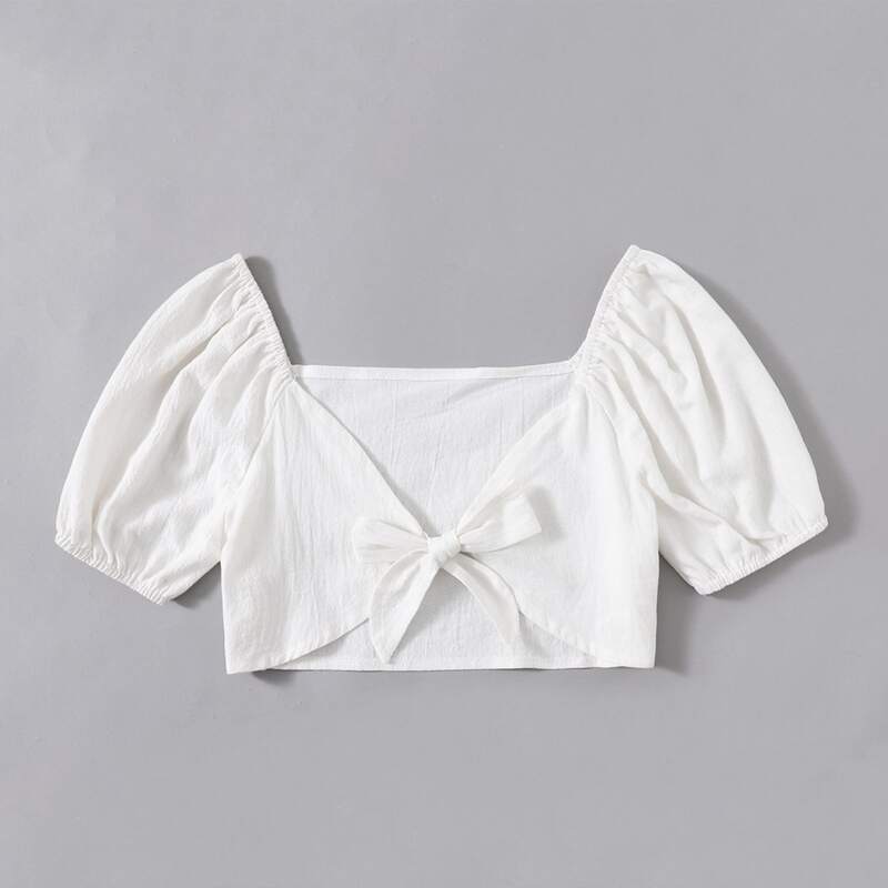 

Knot Front Crop Top, White
