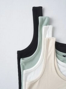 SHEIN Unity 4pack Solid Crop Tank Top - Multicolor - View 3