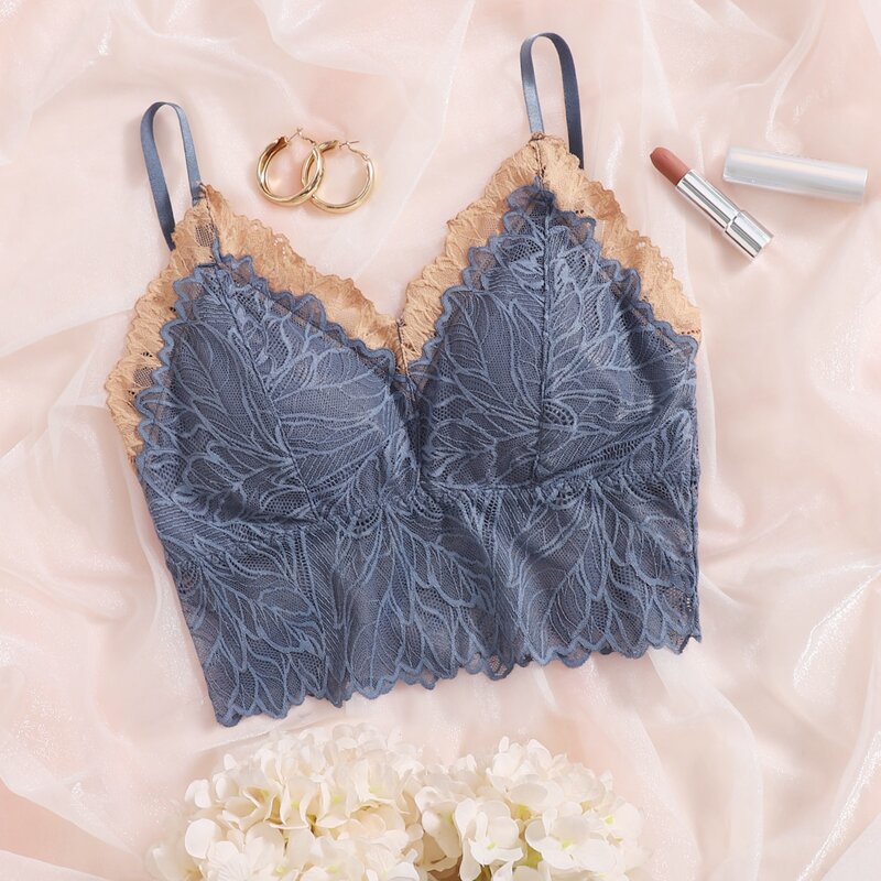 

Lace Longline Bralette, Navy blue