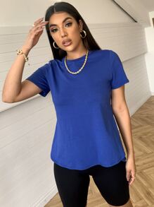 SHEIN Essnce Camiseta bajo irregular - azul real - Ver 4
