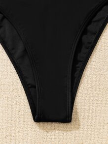 Bañador una pieza con abertura con cadena - Negro - Ver 4